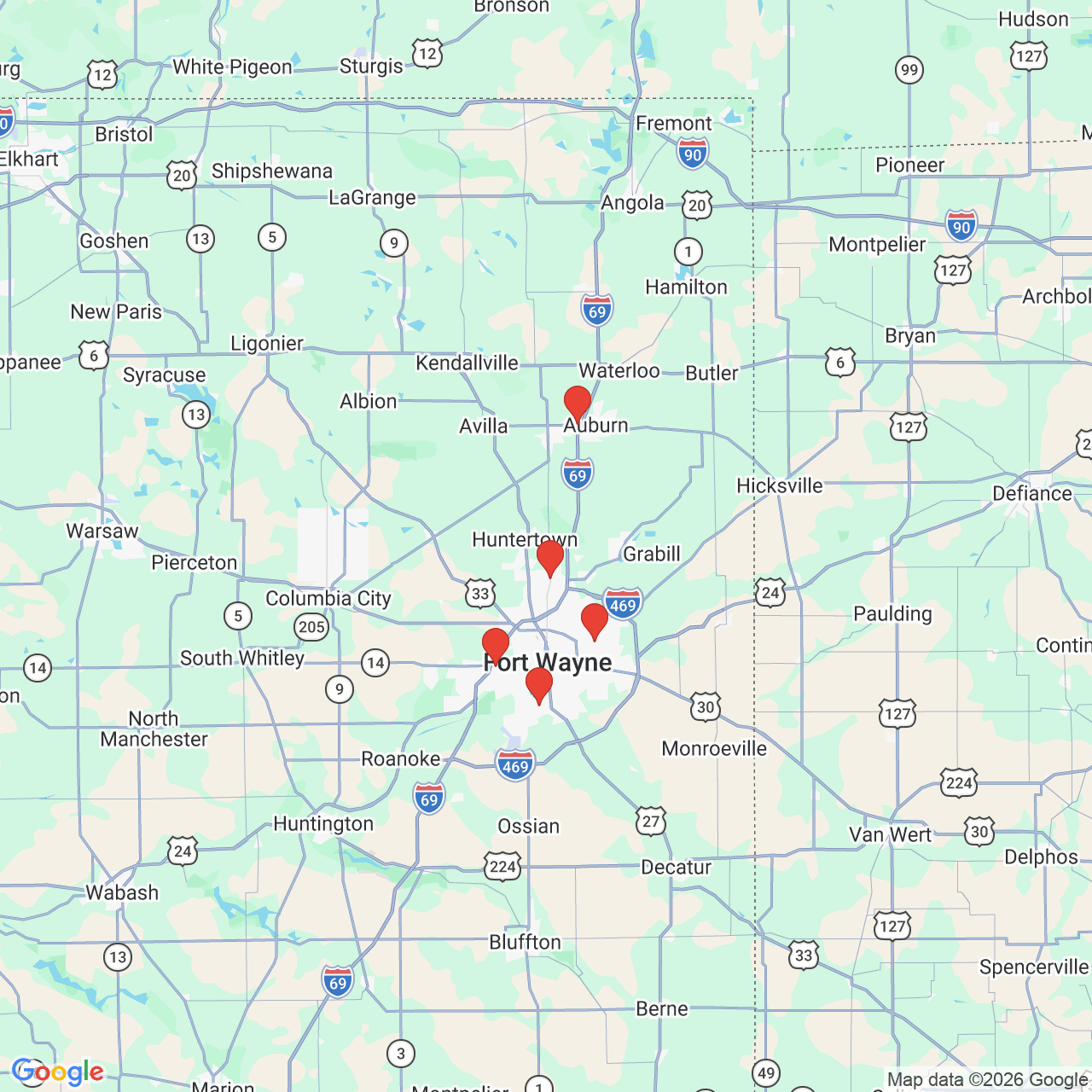 Google map image of our locations